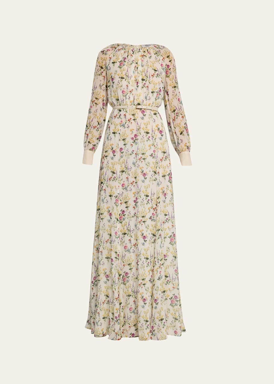 【送料&関税込】Max Mara Studio Floral Patterned Long-sleeve Max Mara Studio Silk Blouse Floral Long Sleeve Size 8 NWT