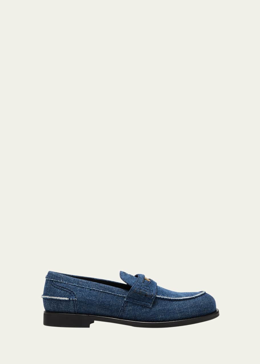 Miu Miu Denim Coin Penny Loafers - Bergdorf Goodman