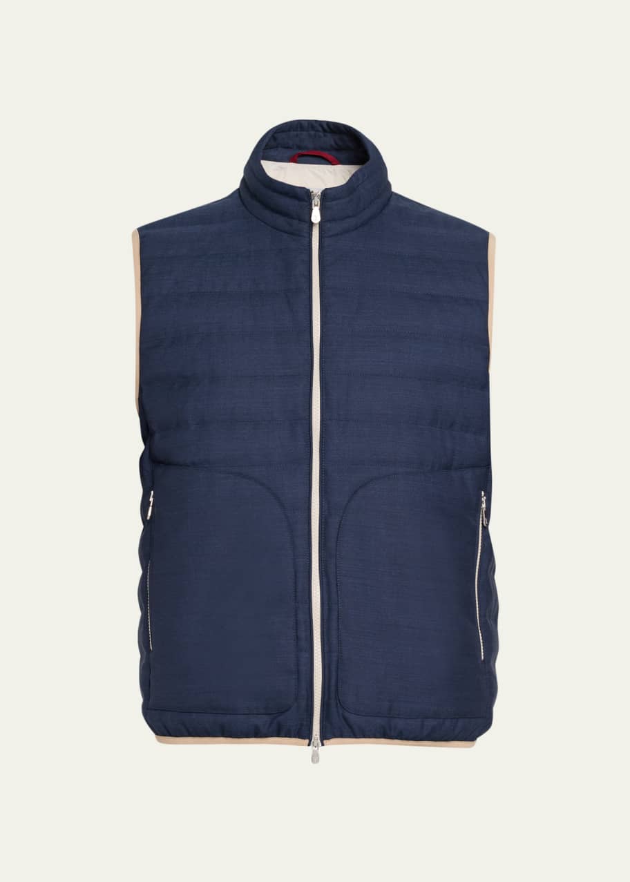 Brunello Cucinelli Men's Quilted Down Full-Zip Vest