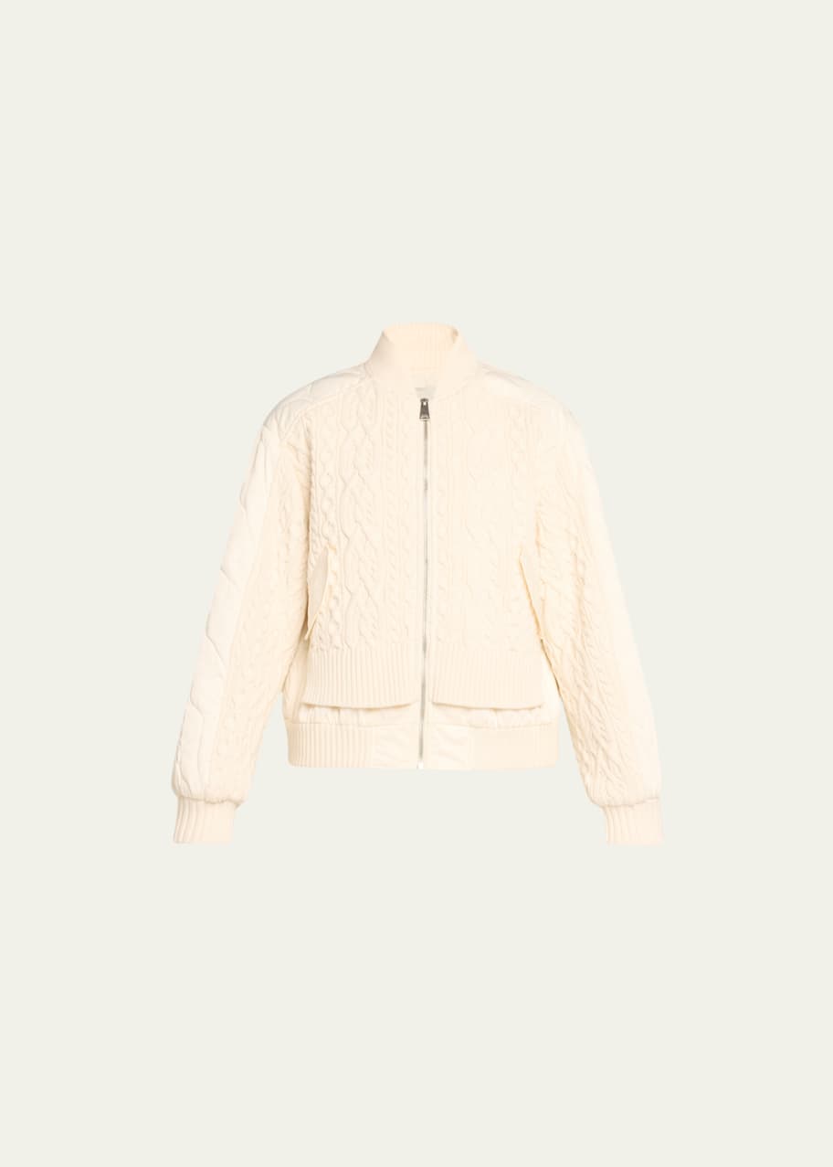 Image 1 of 1: Rollins Combo Knit Zip-Front Bomber Jacket
