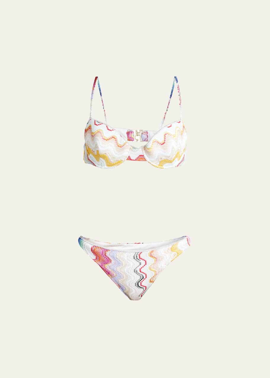 Image 1 of 1: Zig-Zag Knit Two-Piece Bikini Set