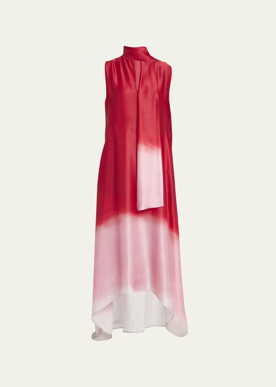 Satin Dress With Neck Scarf Hayley Silk Dress in Pink Ibiza Night Sunset  Sev Draped Scarf Neck Satin Dress in White - Size 40