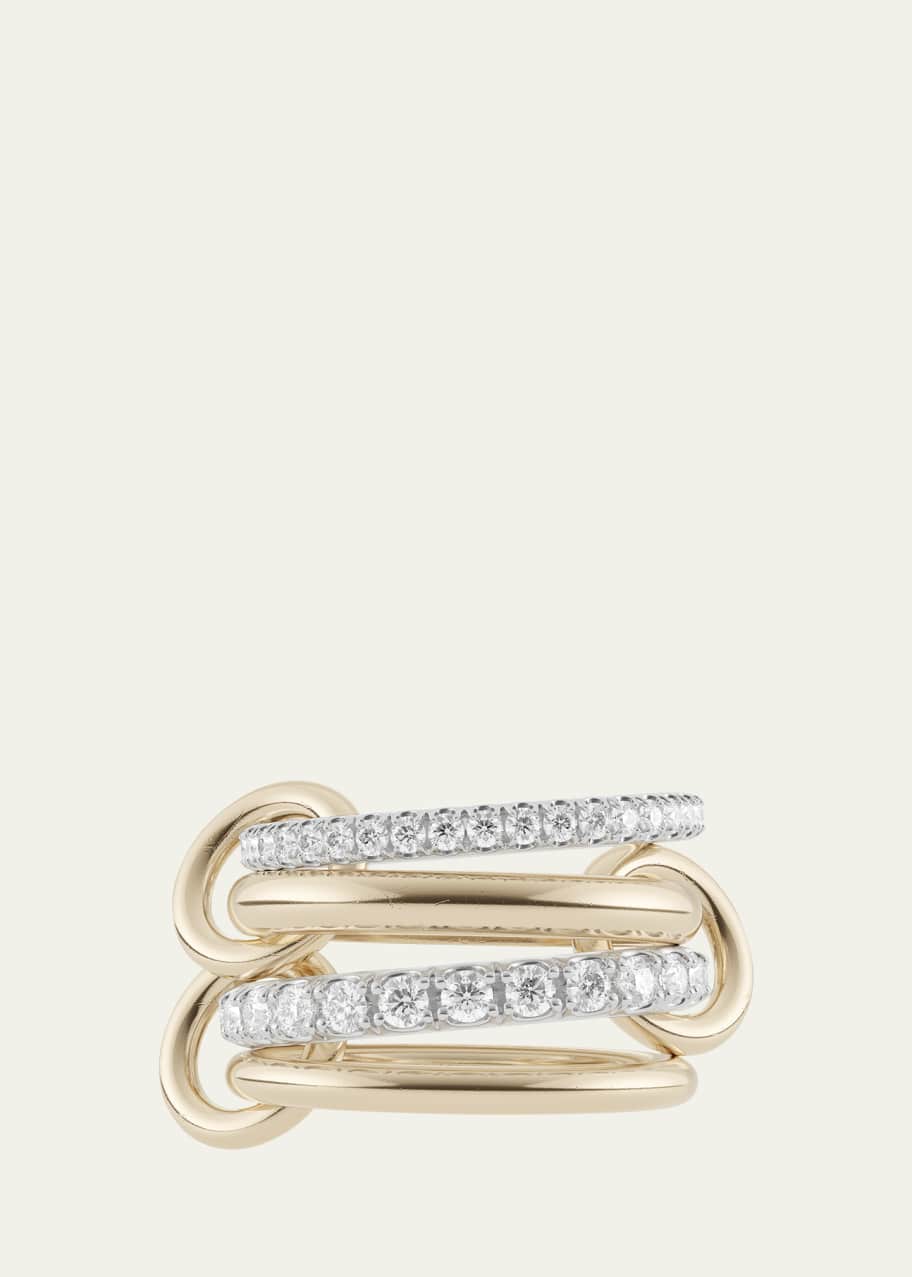 Spinelli Kilcollin 18K Mixed-Gold Halley 4-Link Ring with Pave
