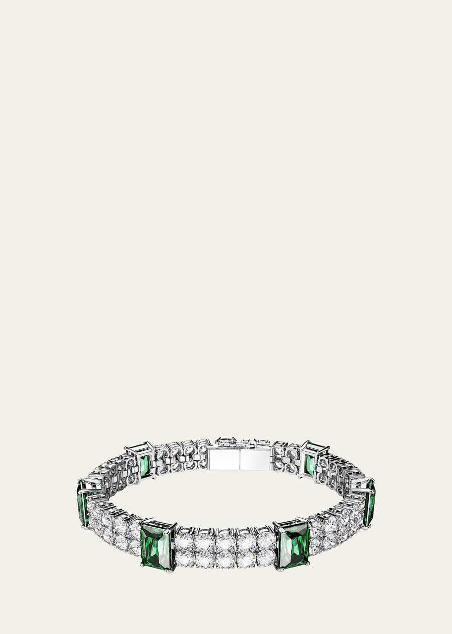 Image 1 of 1: Matrix Rhodium-Tone Mix-Cut Crystal Tennis Bracelet