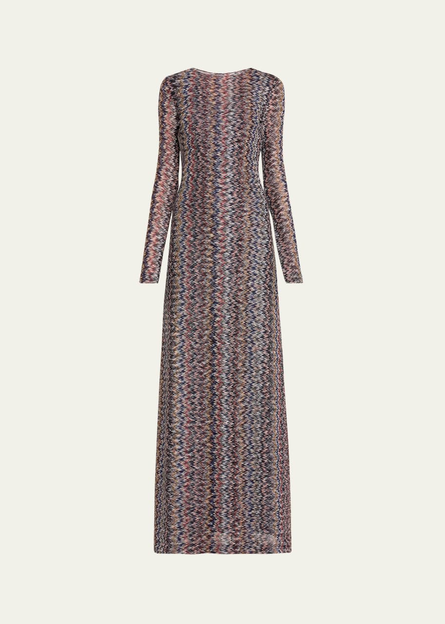 Missoni Chevron Backless Long-Sleeve Maxi Dress - Bergdorf Goodman