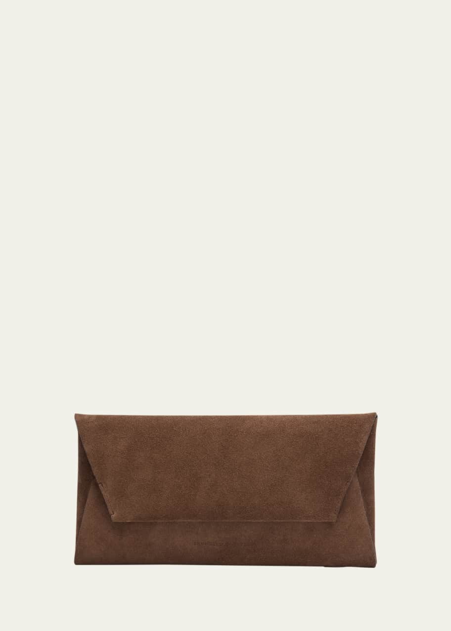 Brunello Cucinelli Monili Envelope Flap Suede Clutch Bag