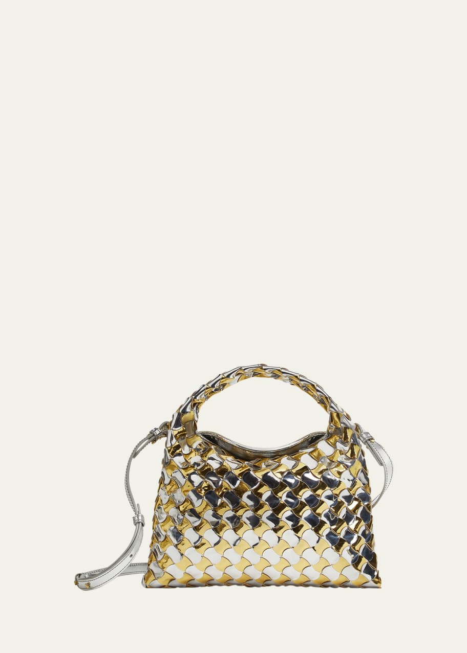 Image 1 of 1: Hop Mini Intrecciato Metallic Hobo Bag