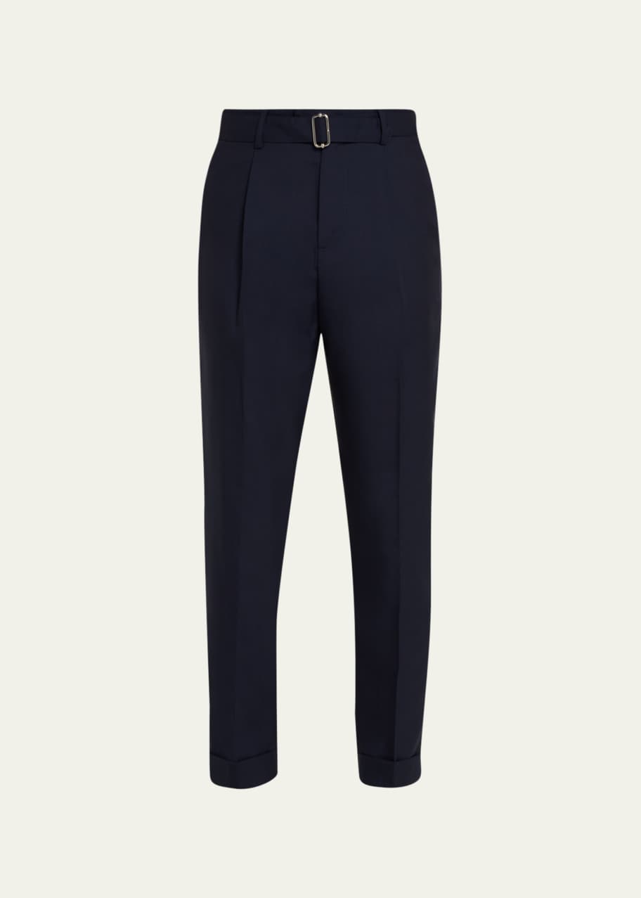 Image 1 of 1: Men's Wool Fresco Cropped Pleated Hugo Pants