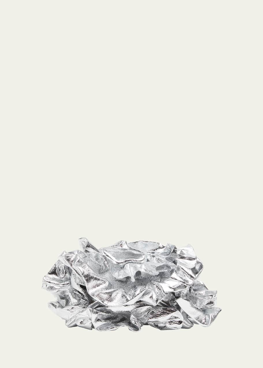 Image 1 of 1: Ruffle Metallic Leather Clutch Bag