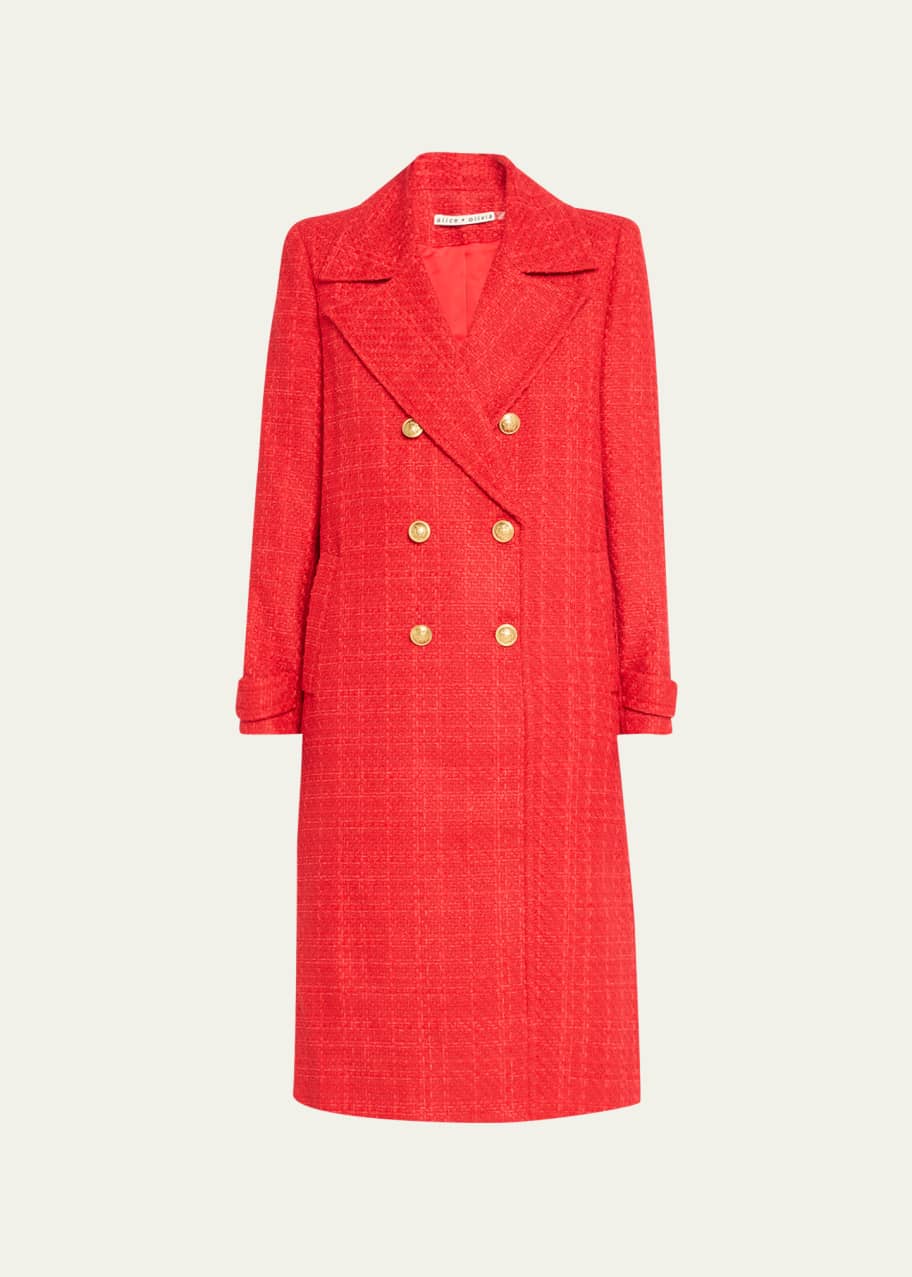 ALICE + OLIVIA Nicholas Oversized Double-Breasted Tweed Coat