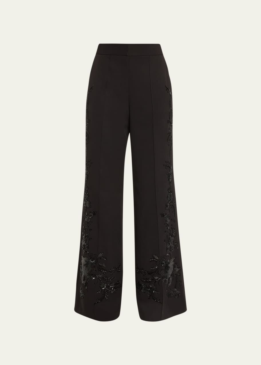 Image 1 of 1: Samantha Beaded Floral-Embroidered Pants