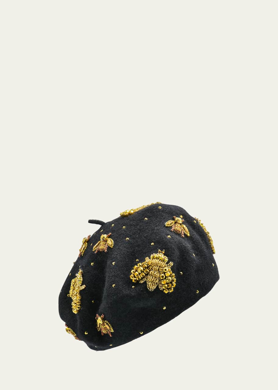 Image 1 of 1: Honeybee Beaded Wool Beret