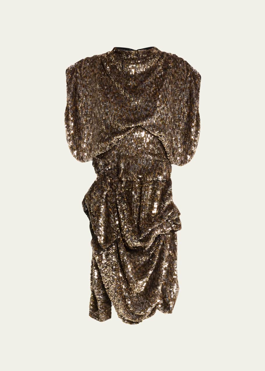 Marc Jacobs Runway High-Neck Draped Sequin Mini Dress - Bergdorf Goodman