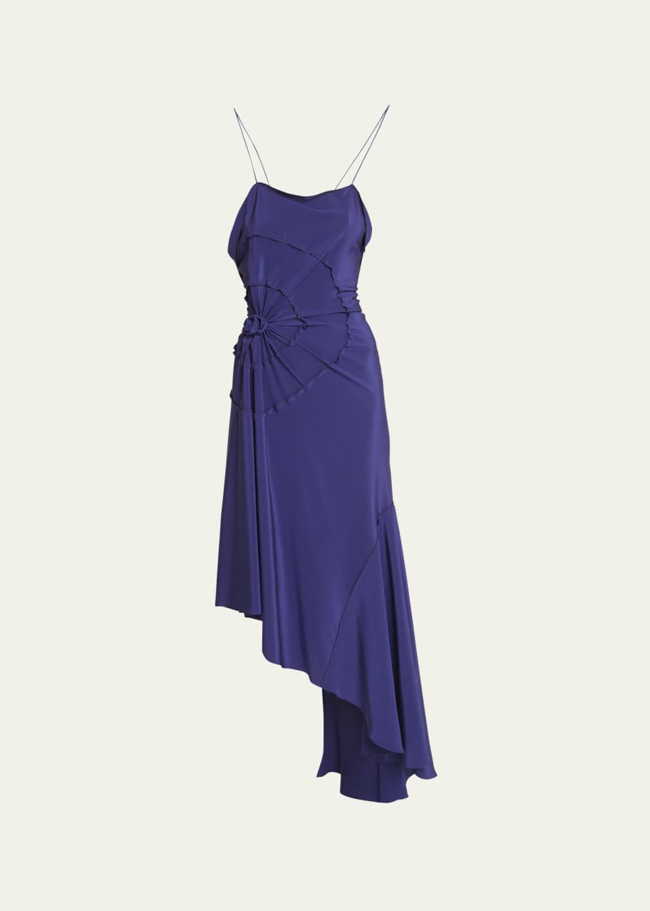 navy blue dress for baby girl Crisscross Tie Back Floral Print Asymmetrical Hem Cami Dress, Pink / Xs