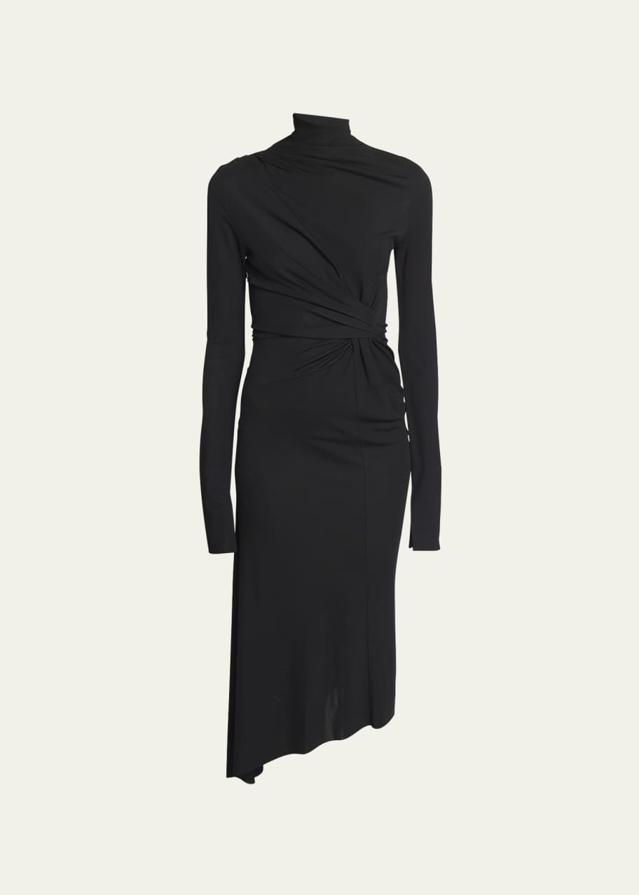 Victoria Beckham High-Neck Asymmetric Gathered Gown - Bergdorf Goodman