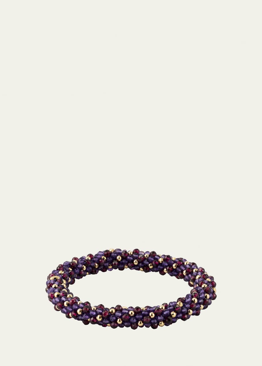 Image 1 of 1: 14k Yellow Gold Amethyst and Garnet Bead Bracelet