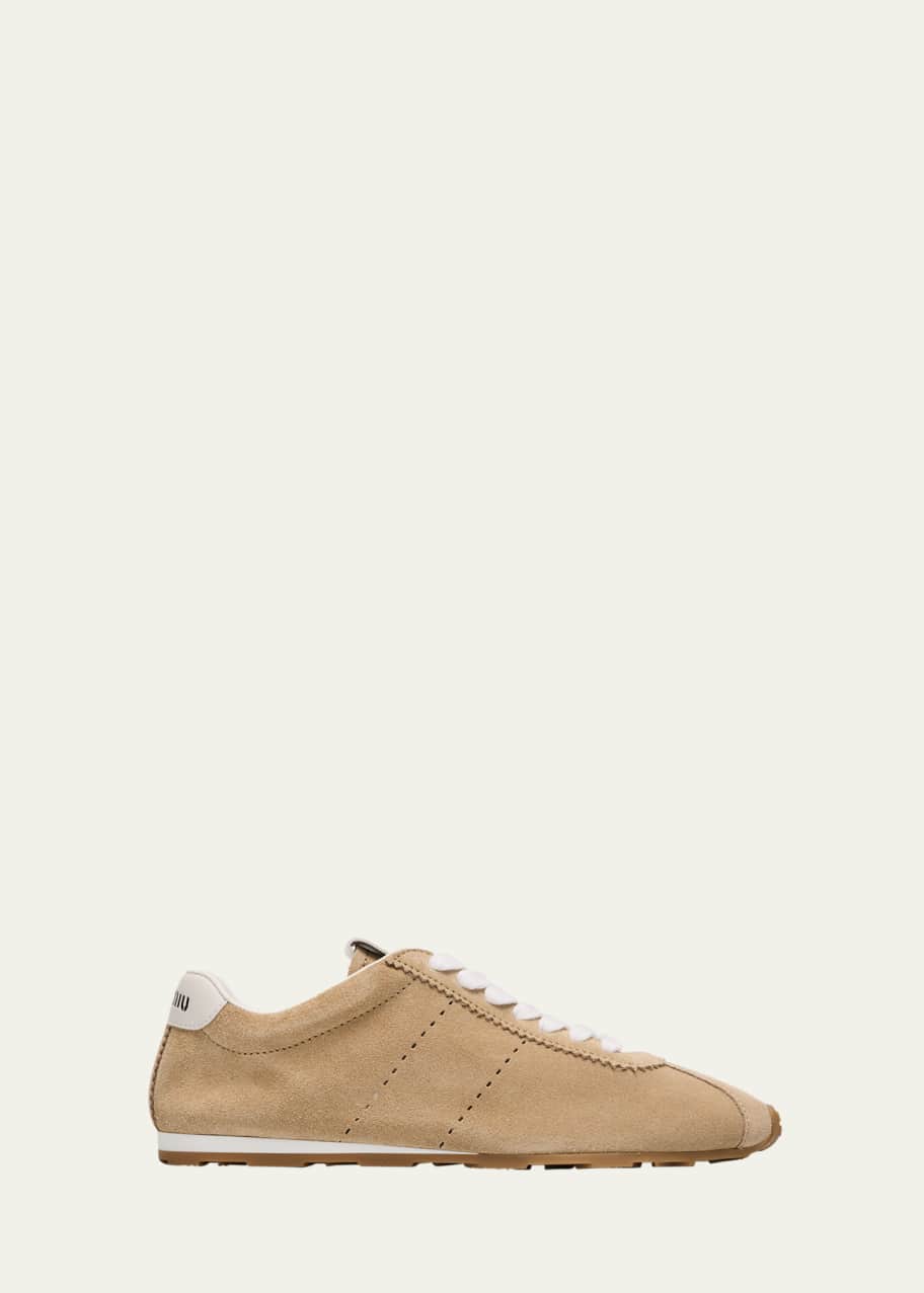 Image 1 of 1: Suede Bicolor Retro Trainer Sneakers