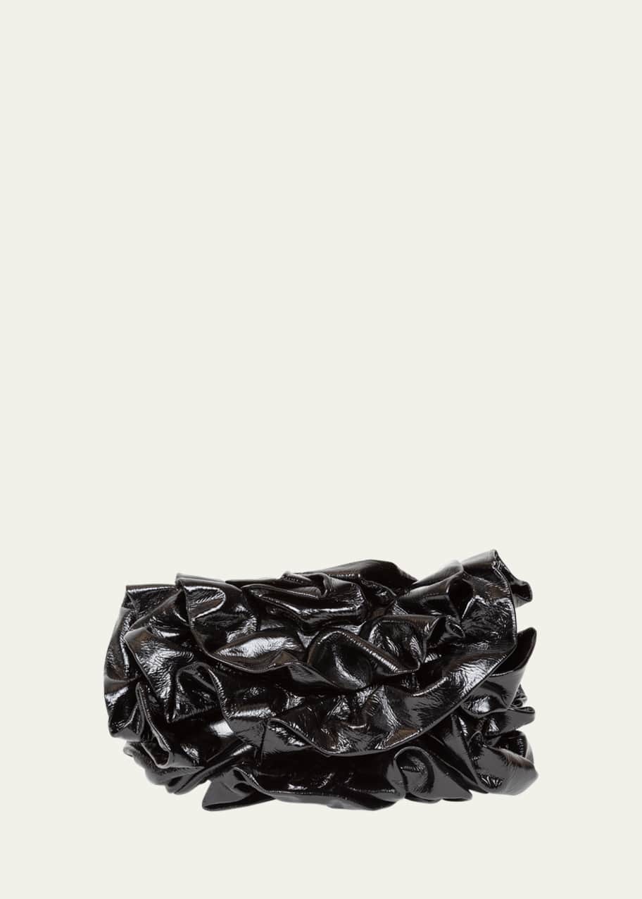 Image 1 of 1: Ruffle Calf Leather Clutch Bag