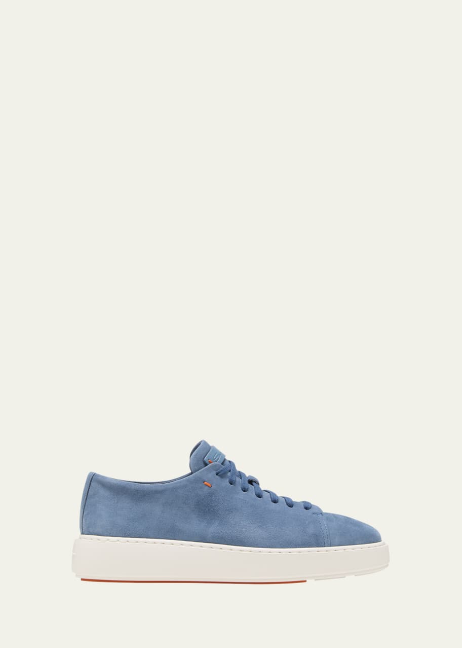Santoni Fuzz Suede Low-Top Sneakers - Bergdorf Goodman