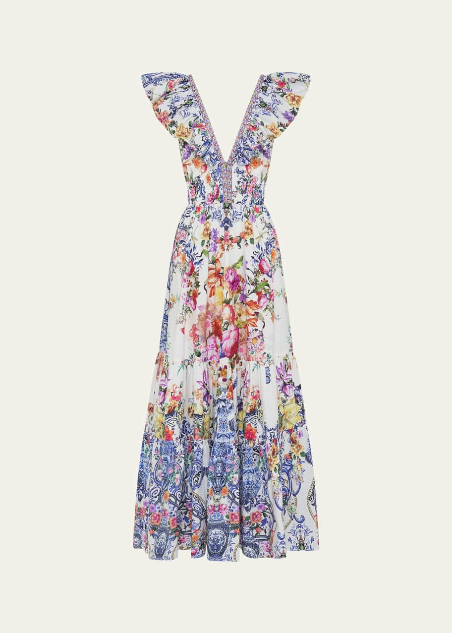 chinese dress ladies Flying Tomato Sleeveless Tiered Floral Maxi Dress