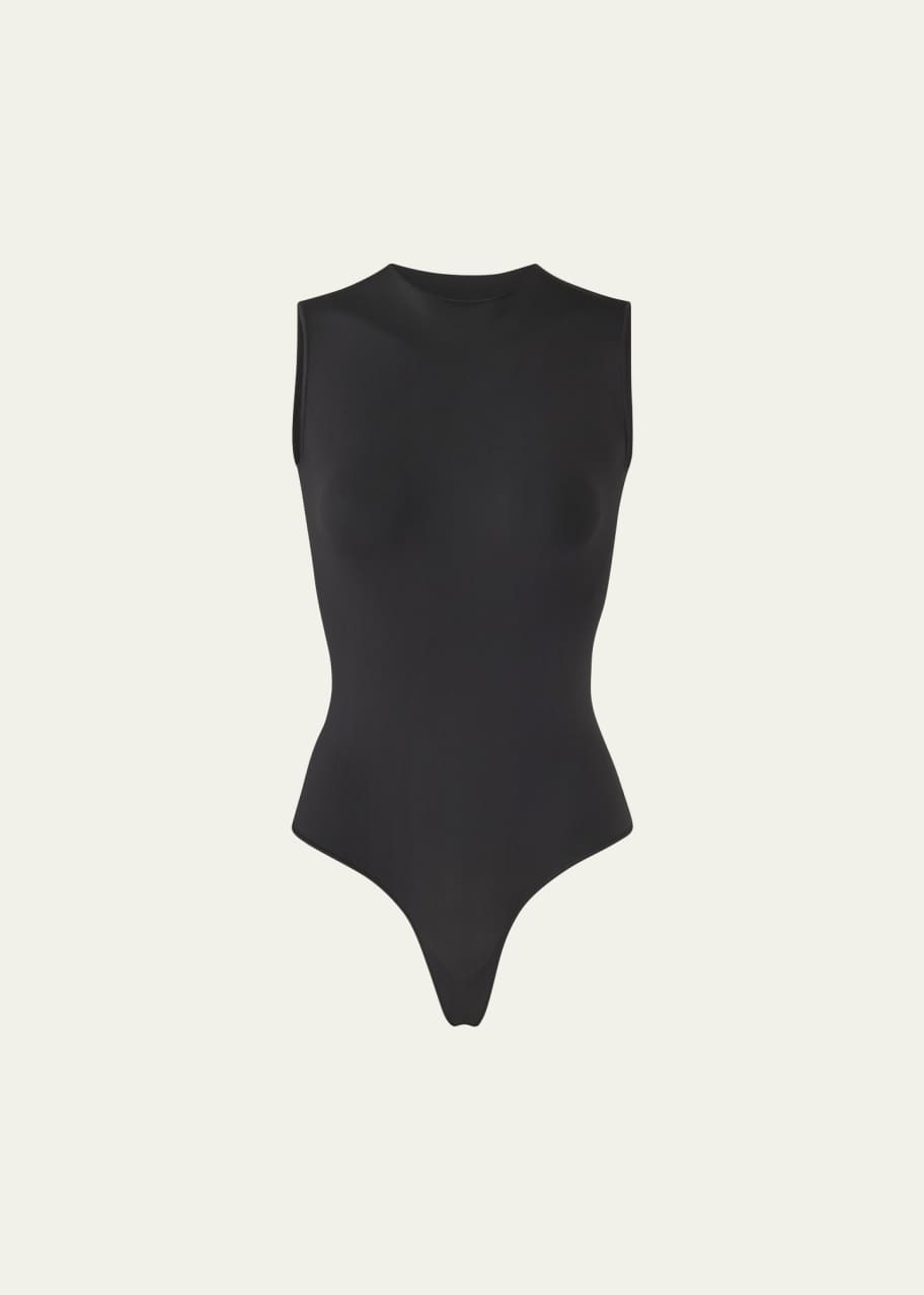 Image 1 of 1: Essential Sleeveless Crewneck Thong Bodysuit