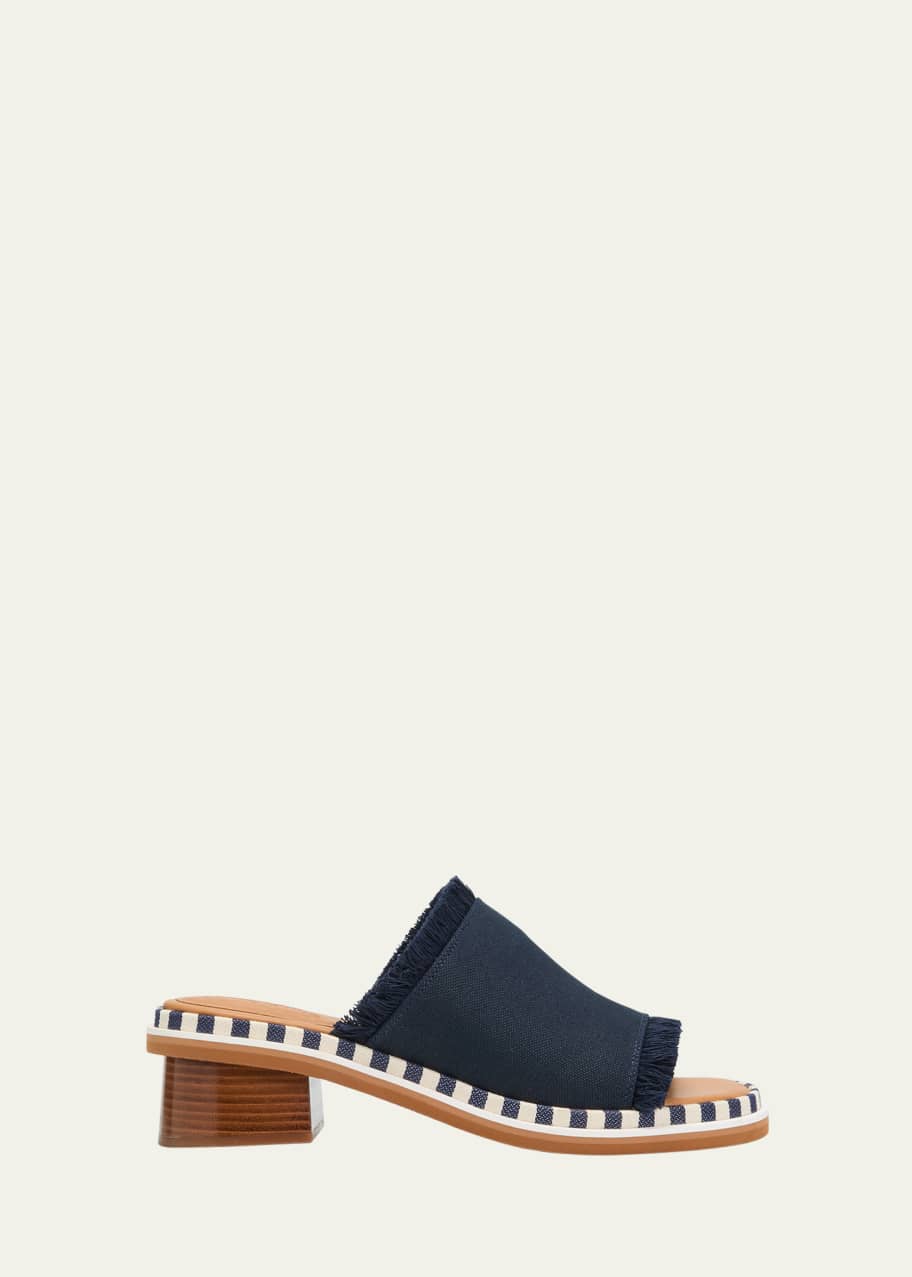 Image 1 of 1: Allyson Frayed Cotton Mule Sandals