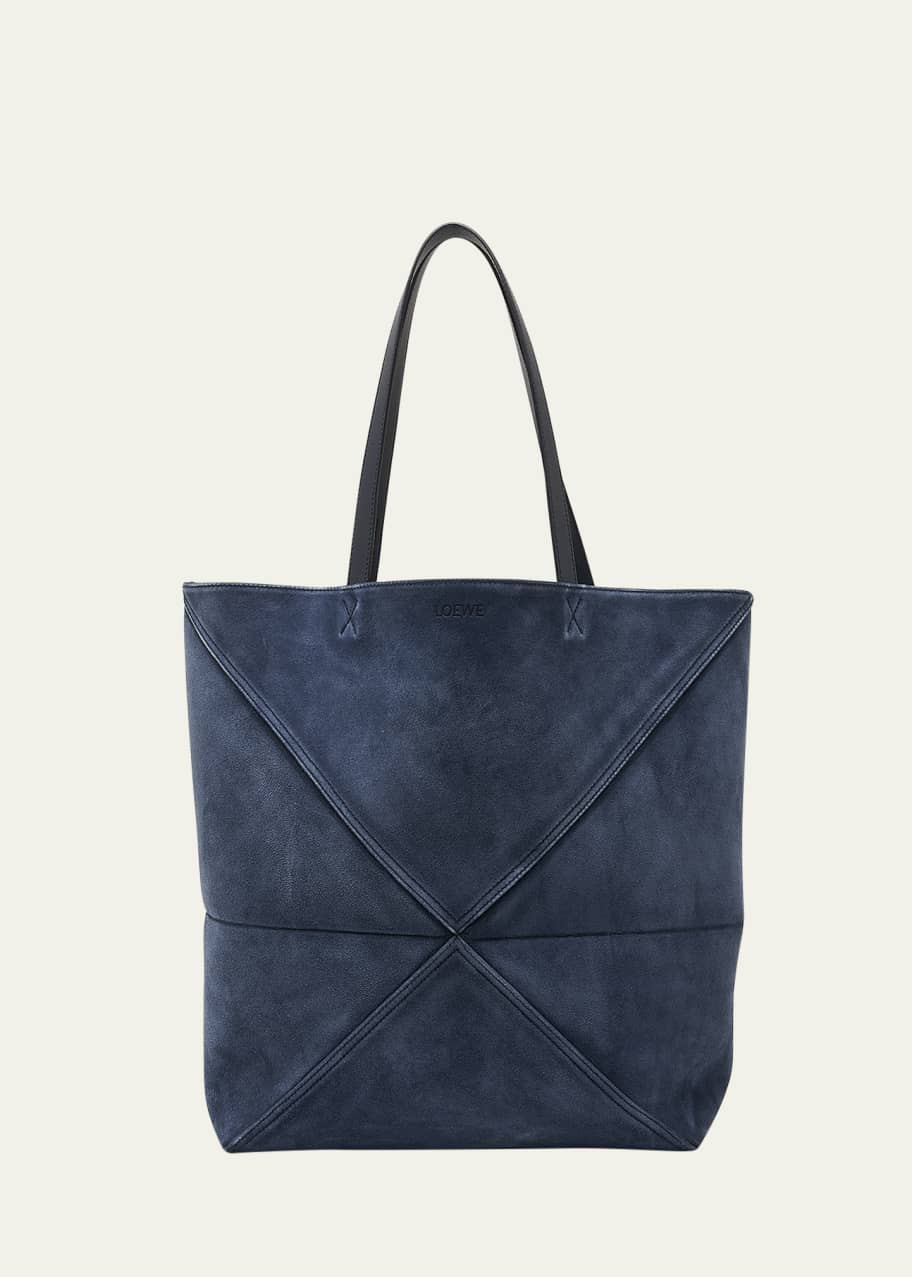 Large Foldable Denim Suede Tote Bag