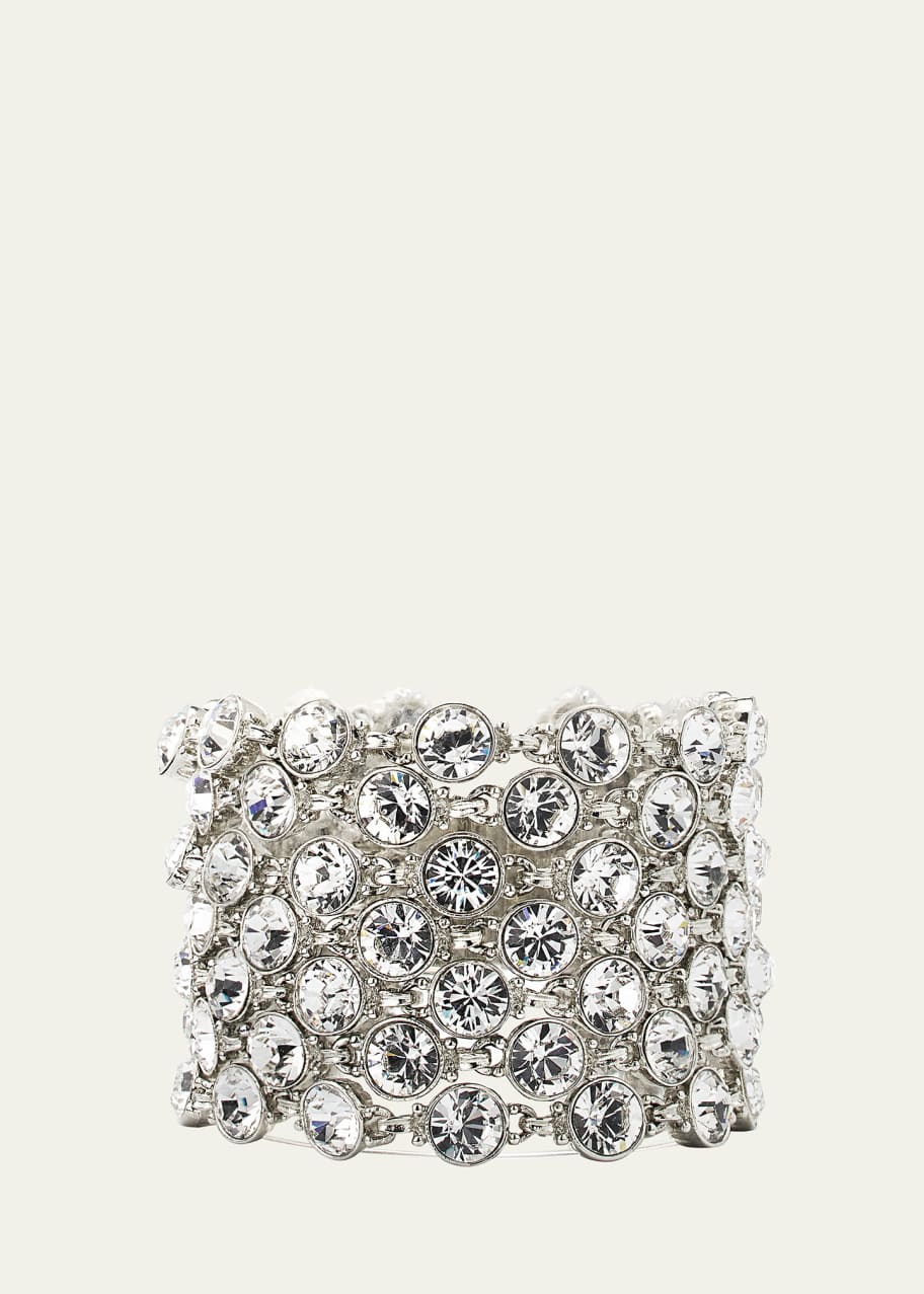 Image 1 of 1: Wide Silver Crystal Bracelet