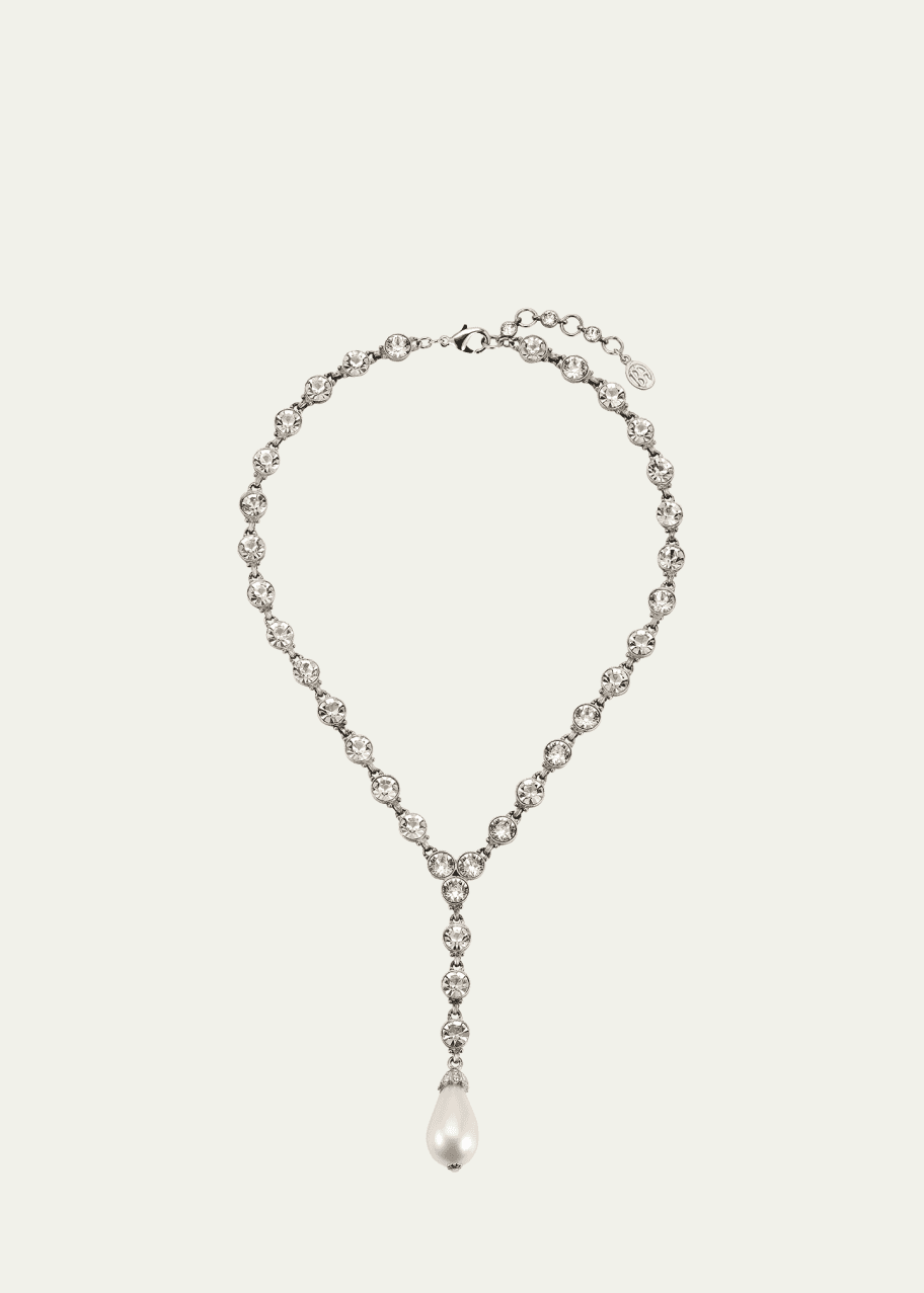 Image 1 of 1: Crystal Lariat with Pearly Drop
