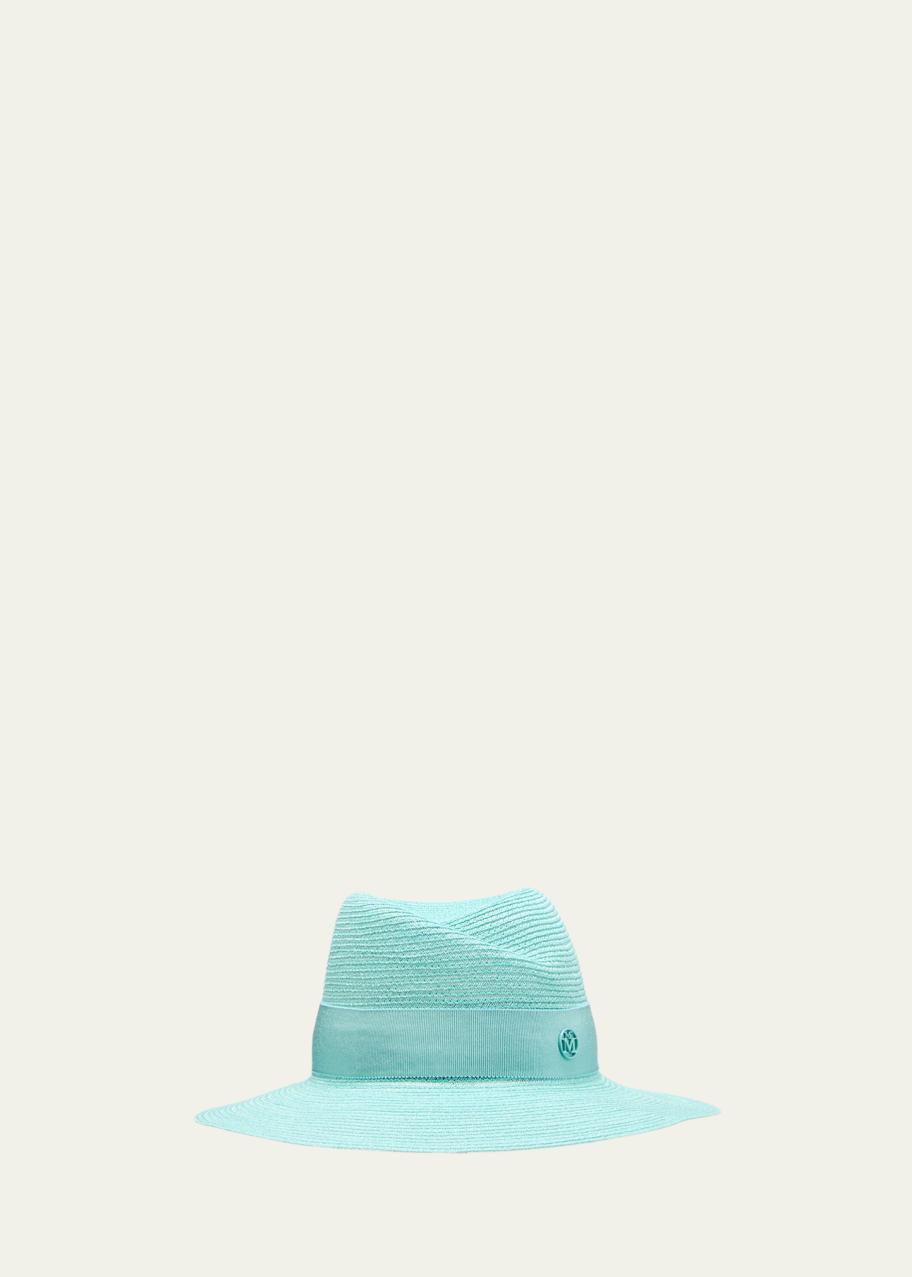 Maison Michel Virginie Seasonal Iconic Aqua Straw Fedora