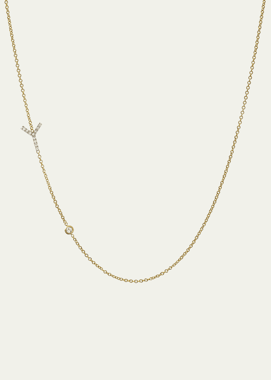 Image 1 of 1: 14K Yellow Gold Diamond Initial Y Necklace