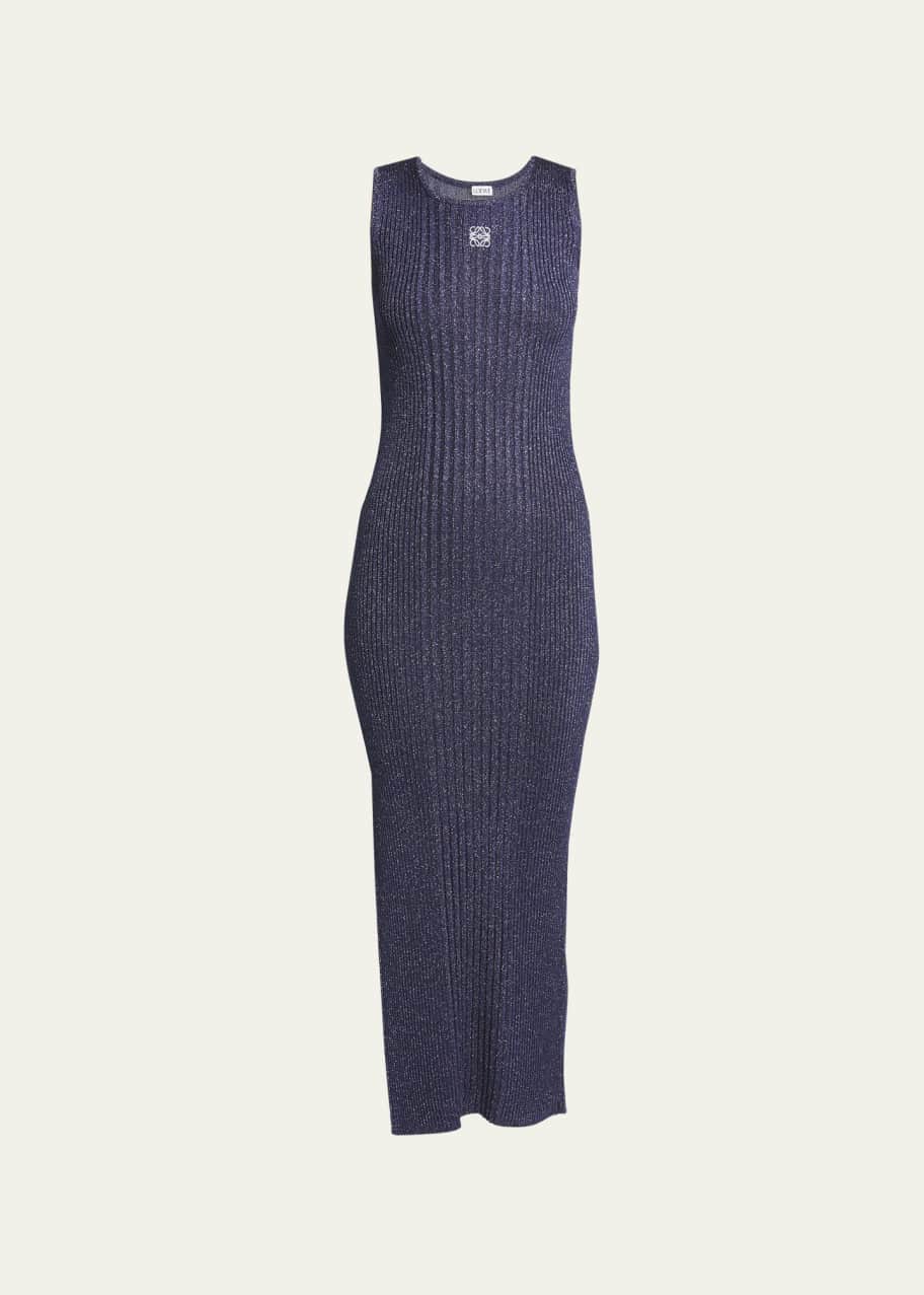 Loewe Lurex Knit Midi Dress with Anagram Detail - Bergdorf