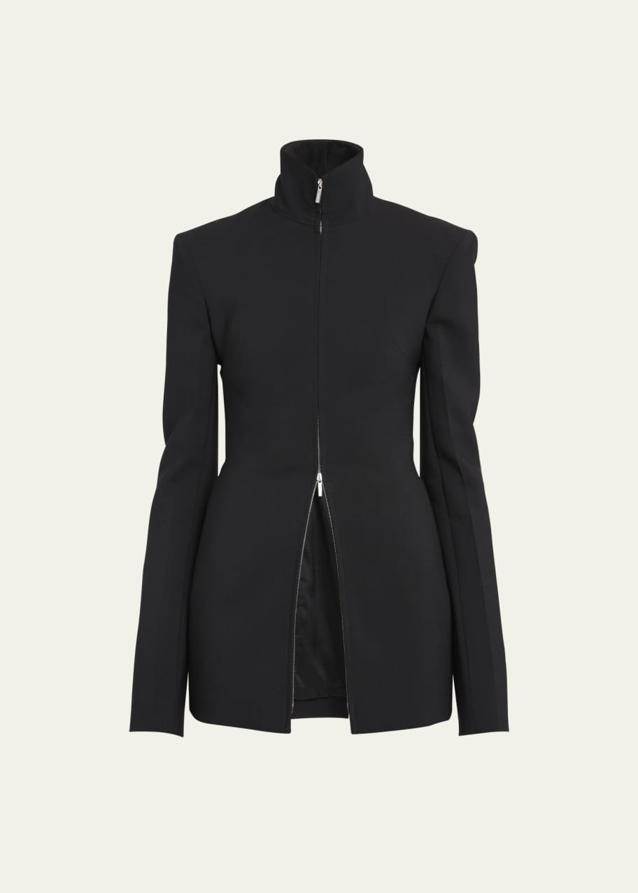 Image 1 of 1: Stretch Wool Double Zip Blazer Jacket
