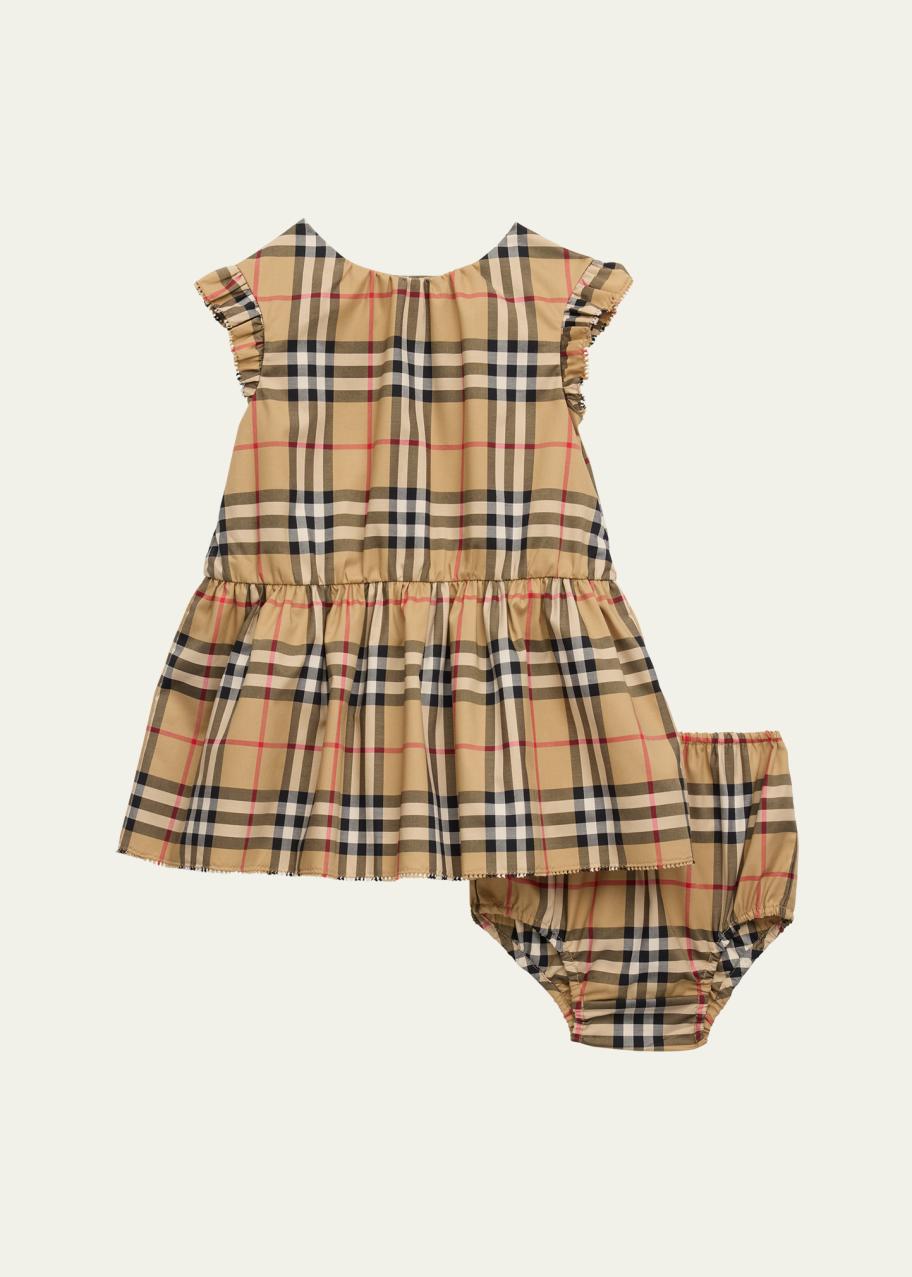 Burberry Girl's Leana Check Dress with Bloomers, Size 3M-18M