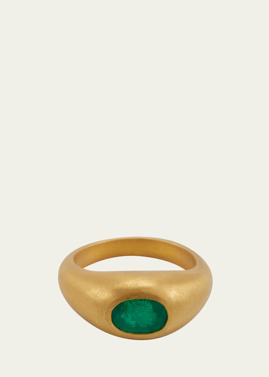 Image 1 of 1: Muzo Emerald Gem Signet Ring