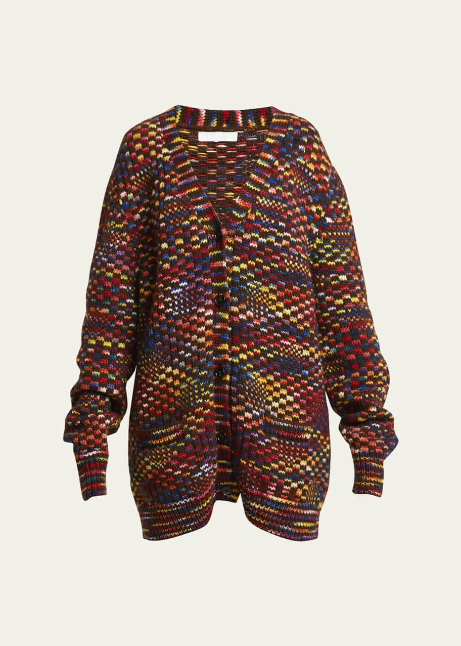 Image 1 of 1: Checker Jacquard Knit Cardigan