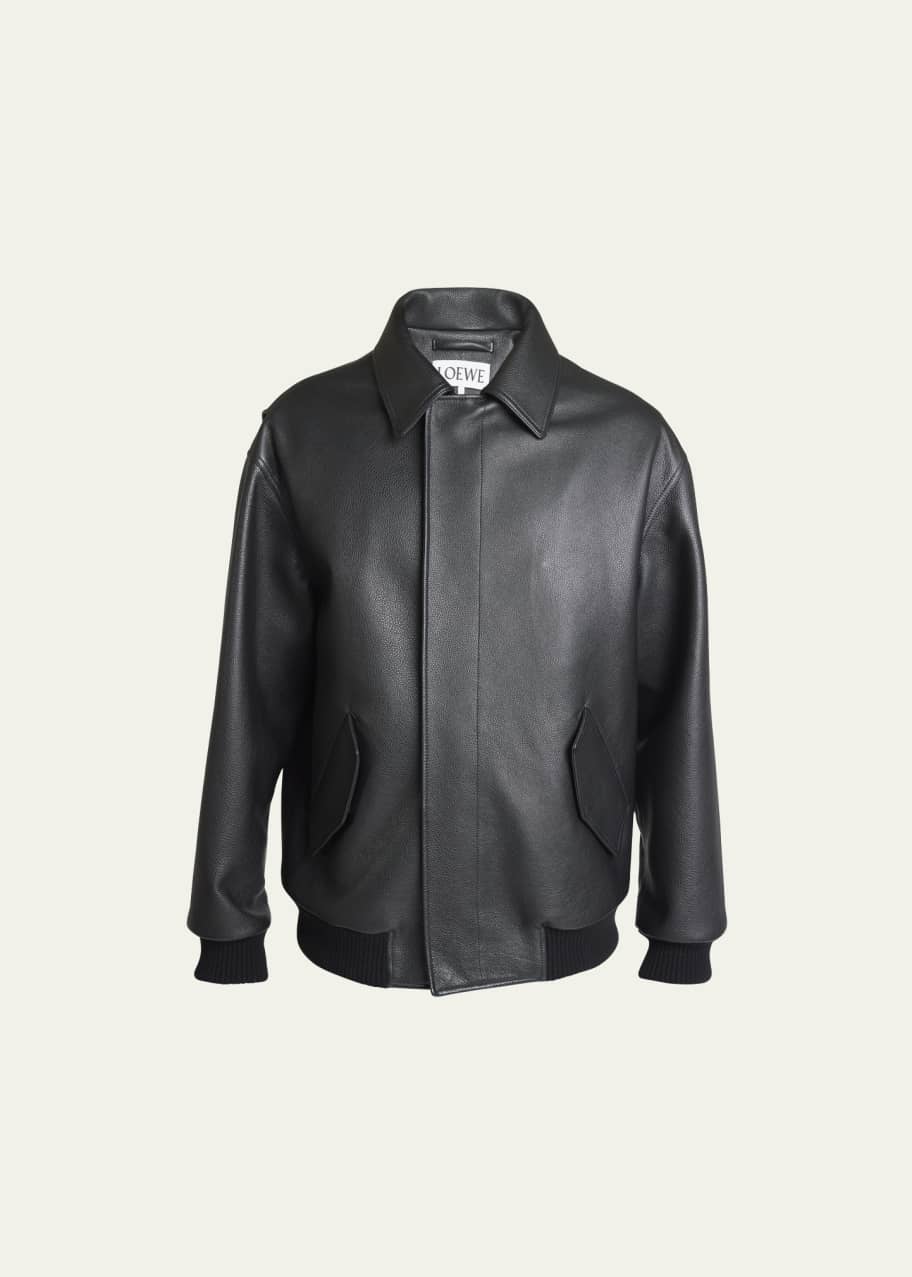 Image 1 of 1: Men's Napa Leather Oversized Bomber Jacket