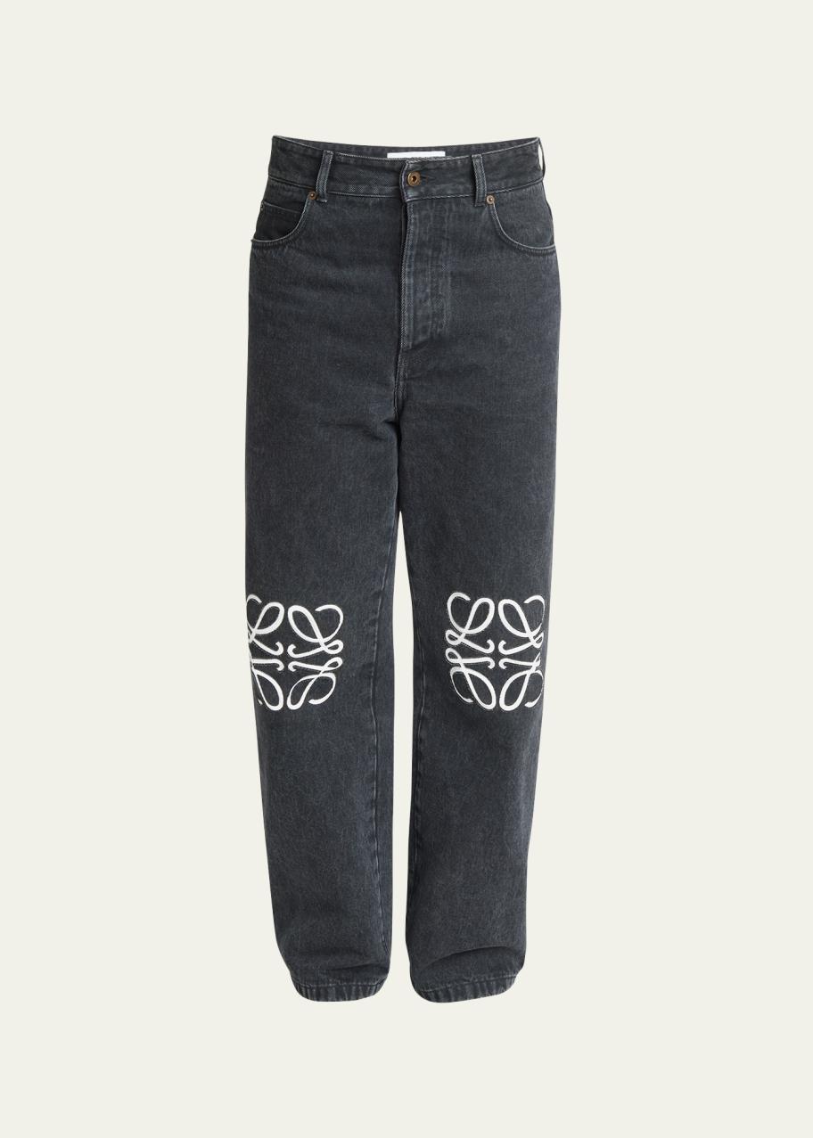 LOEWE Men's Anagram Knee Baggy Denim Jeans - Bergdorf Goodman