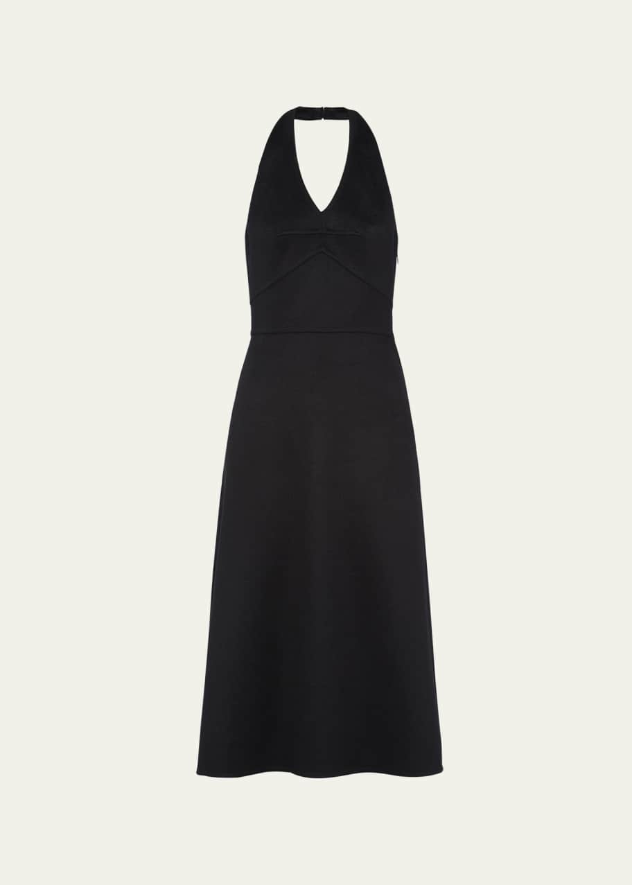 Prada Halter Double Cashmere Flared Midi Dress - Bergdorf Goodman