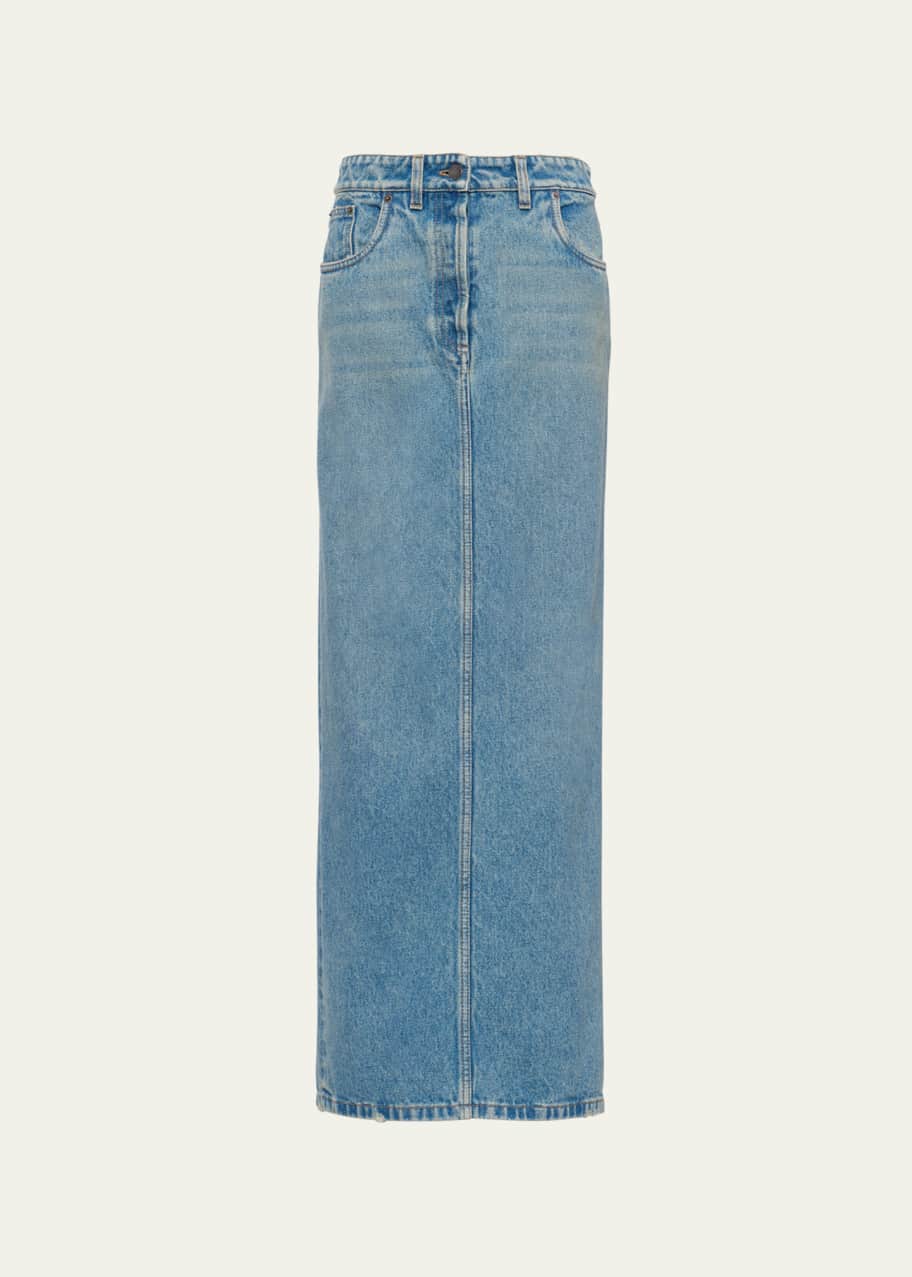 PRADA デニム Prada Long Denim Washed Skirt - Bergdorf Goodman