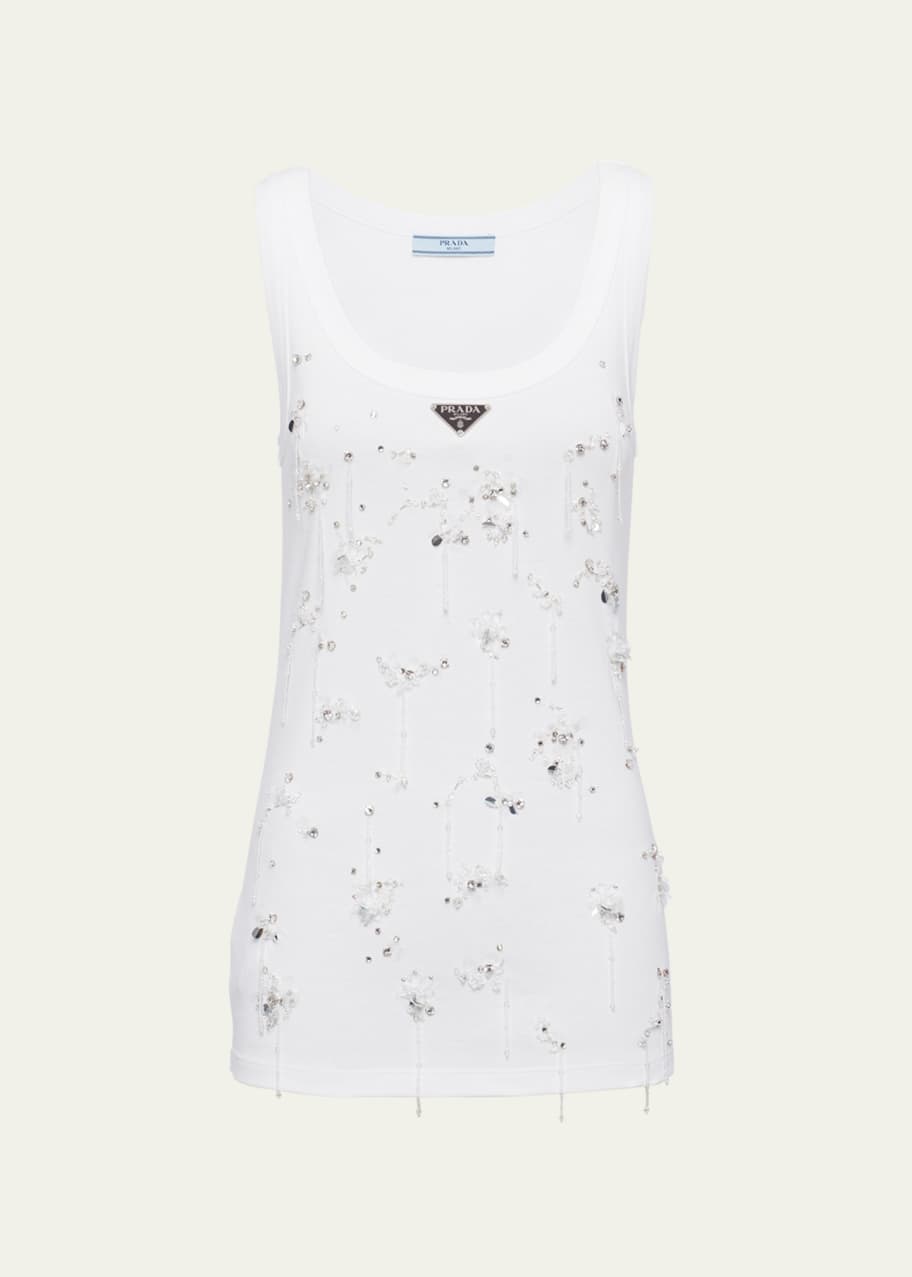Prada Crystal Ribbed Tank Top - Bergdorf Goodman