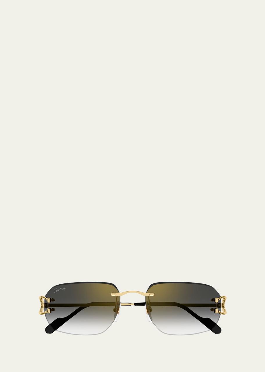 Cartier Men's Rimless Metal Rectangle Sunglasses - Bergdorf Goodman