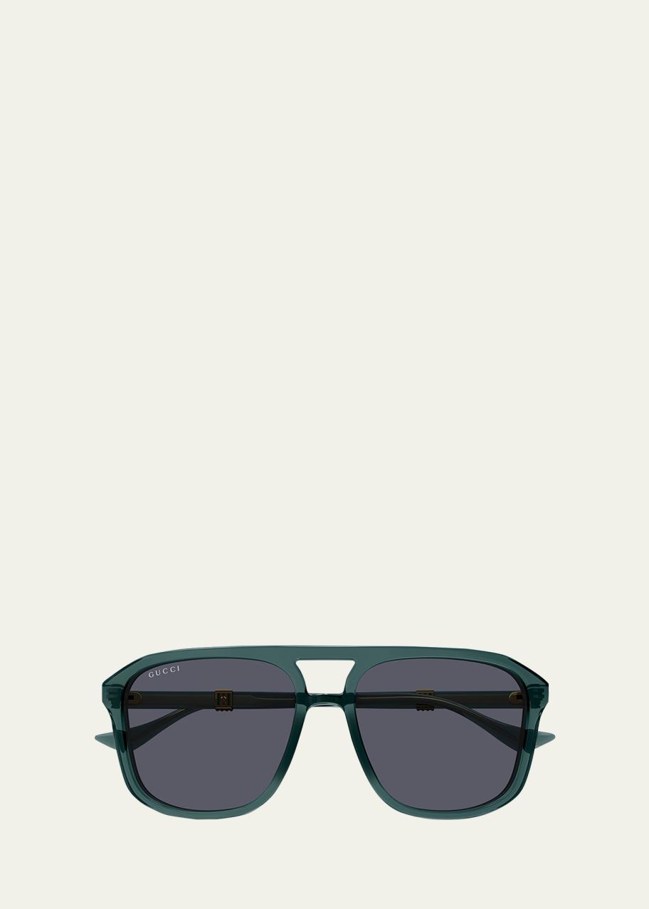 Gucci Men's Double-Bridge Acetate Aviator Sunglasses - Bergdorf