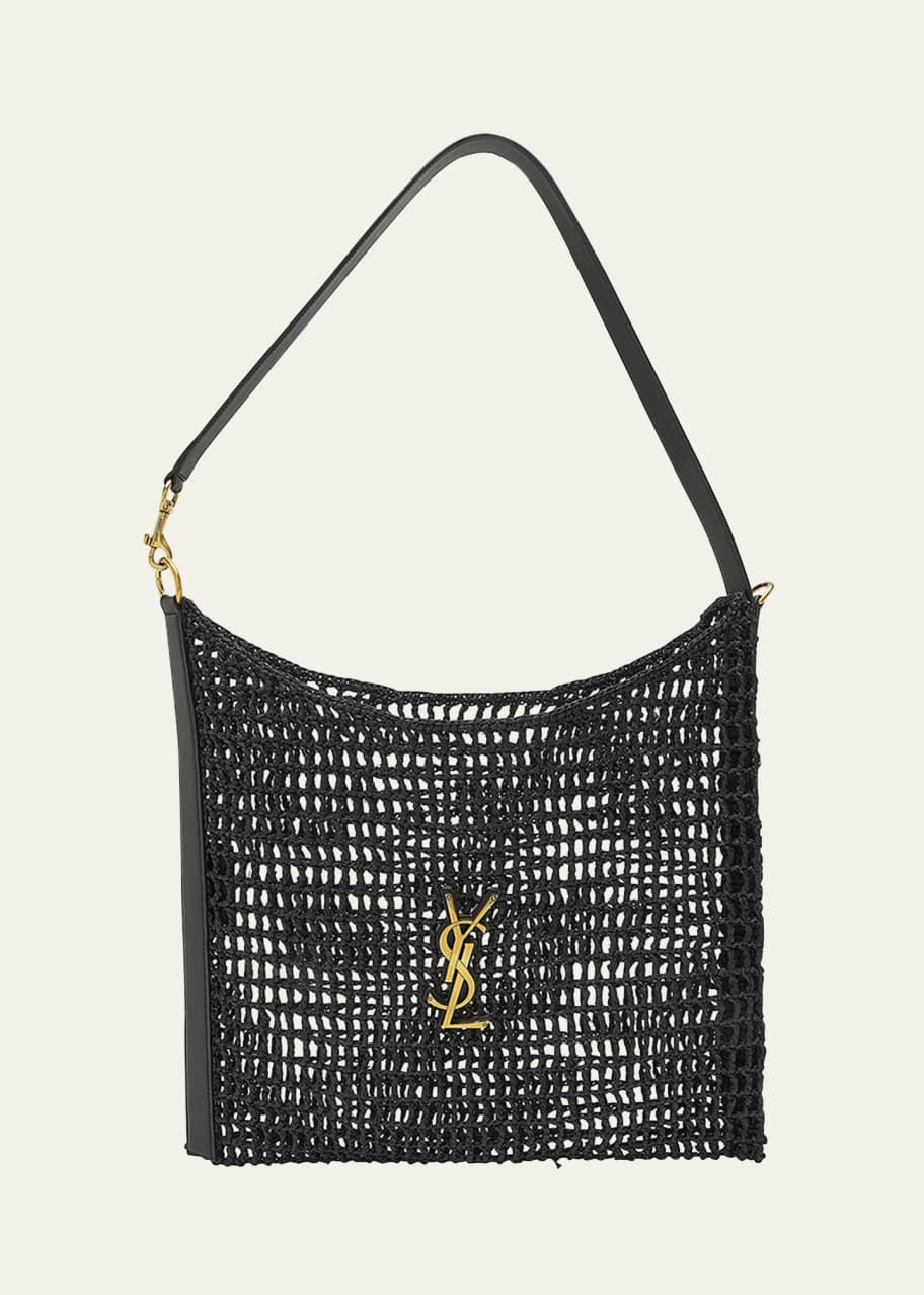 Saint Laurent Oxalis YSL Monogram Shoulder Bag in Raffia with