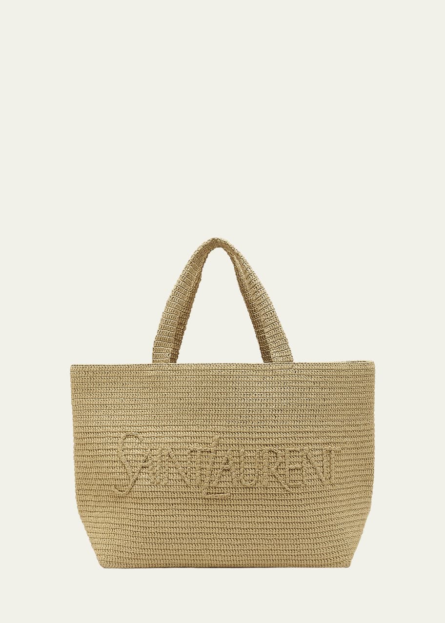 Image 1 of 1: East-West Logo Raffia Tote Bag
