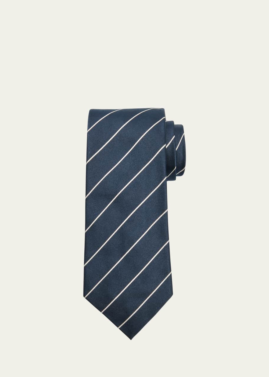 Image 1 of 1: Men's Striped Silk Tie