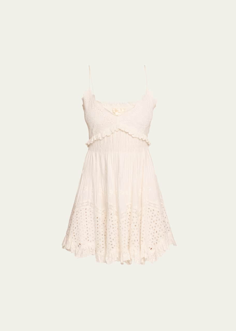 LoveShackFancy Kerielle Embroidered Cotton V-Neck Mini Dress - Bergdorf  Goodman