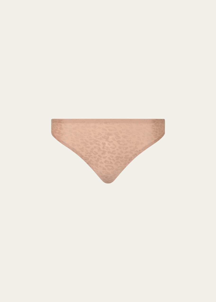 Image 1 of 1: SoftStretch Shimmer Animal-Print Thong