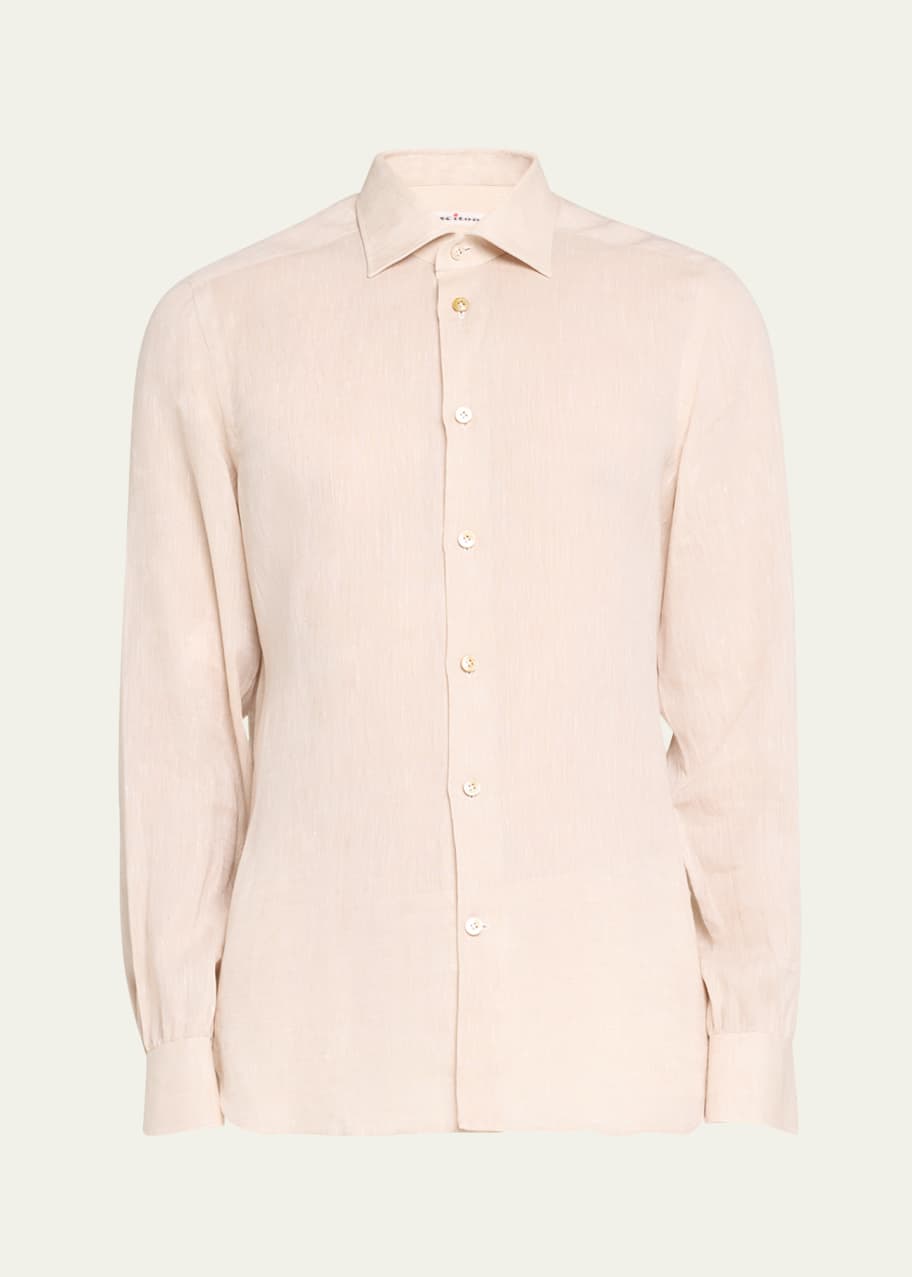 Image 1 of 1: Men's Linen Casual Button-Down Shirt