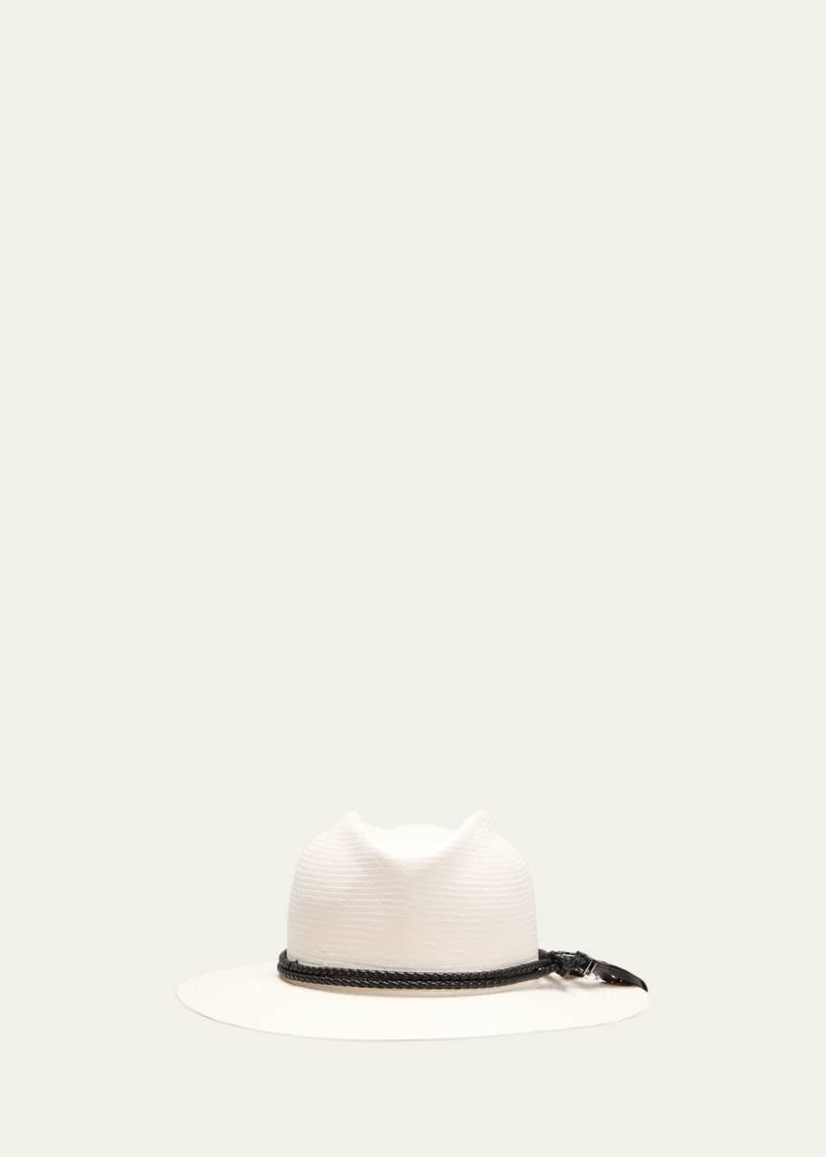 Image 1 of 1: Elfi Straw Fedora With a Braided Leather Band